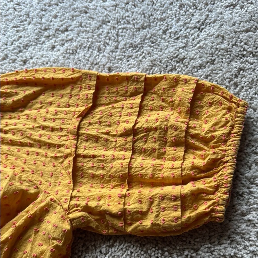 LOFT XL Gold Puff Sleeve Blouse Relaxed Fit